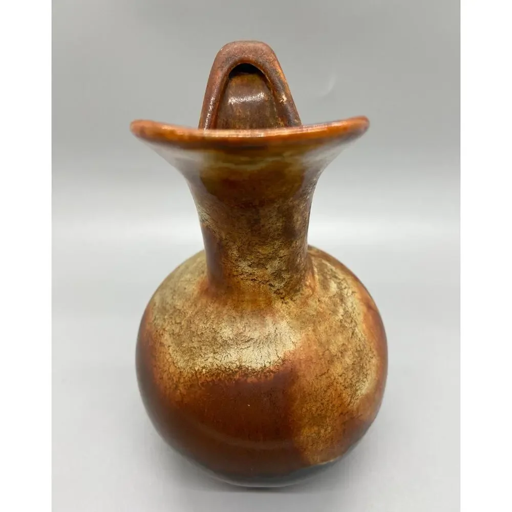Vintage Dryden Art Pottery Brown Drip Glaze Small Pitcher